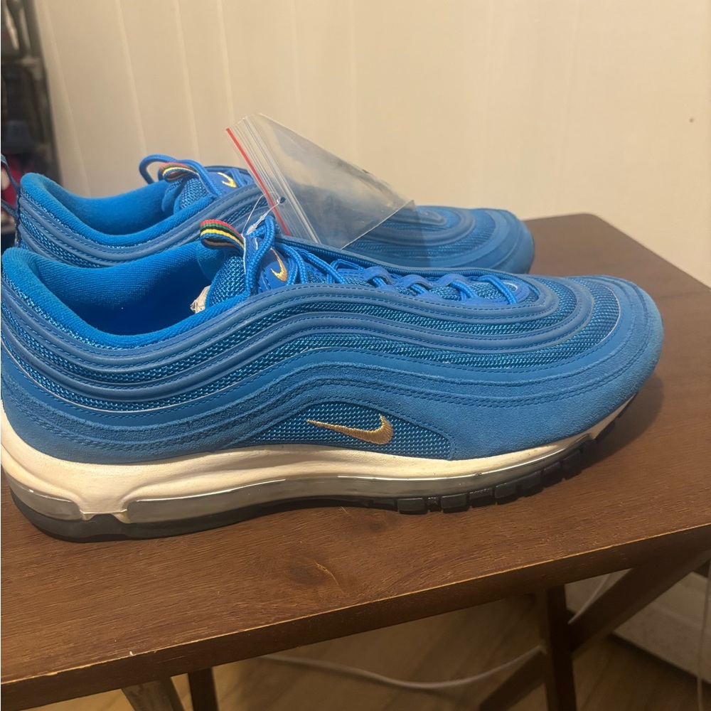 Nike Air Max 97 Blue with Gold Swoosh